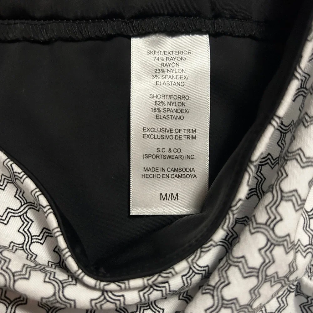 S.C. & CO. Womens Black White Geometric Quatrefoil Athletic Skort Size Medium